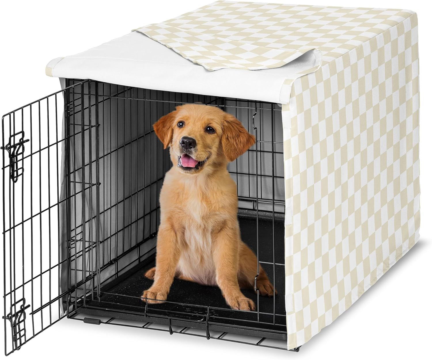 Sweet Jojo Designs 48in. Large Dog Crate Cover (White and Grey Stripe) Pet Cage, Kennel Covers (Modern, Neutral, Contemporary, Striped, Elegant, Pinstriped, Minimalist, Gray Stripes)