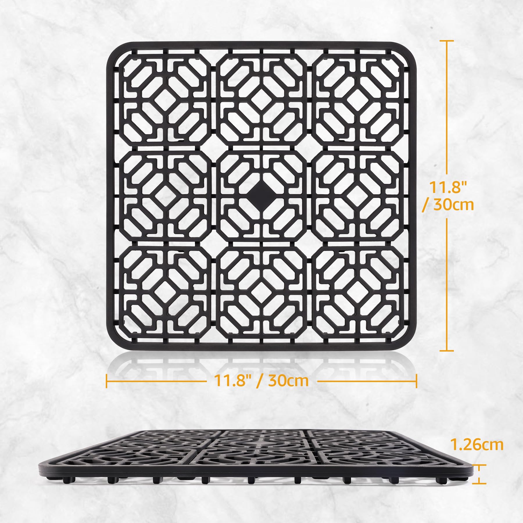 Tappetino per Lavello Cucina 30x30 cm,Silicone Tappetino per Lavello,Proteggi Lavandino Cucina Adatto ai Piani di Lavoro della Cucina,Resistente al Calore e Antiscivolo (Grigio Scuro)
