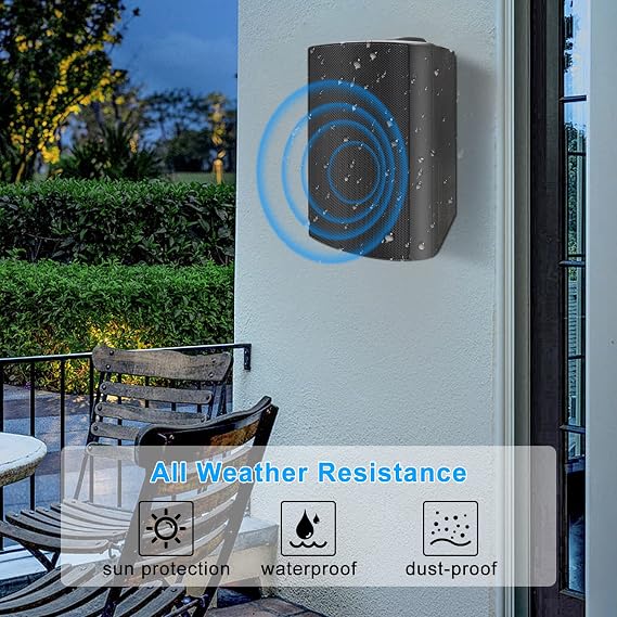 Herdio 5.25 Inches 600 Watts Passive Indoor Outdoor Speakers Wired Waterproof,Wall Mount Speakers with Loud Volume Suitable for Patio,Garden Home Theater,Black (2 Pairs)