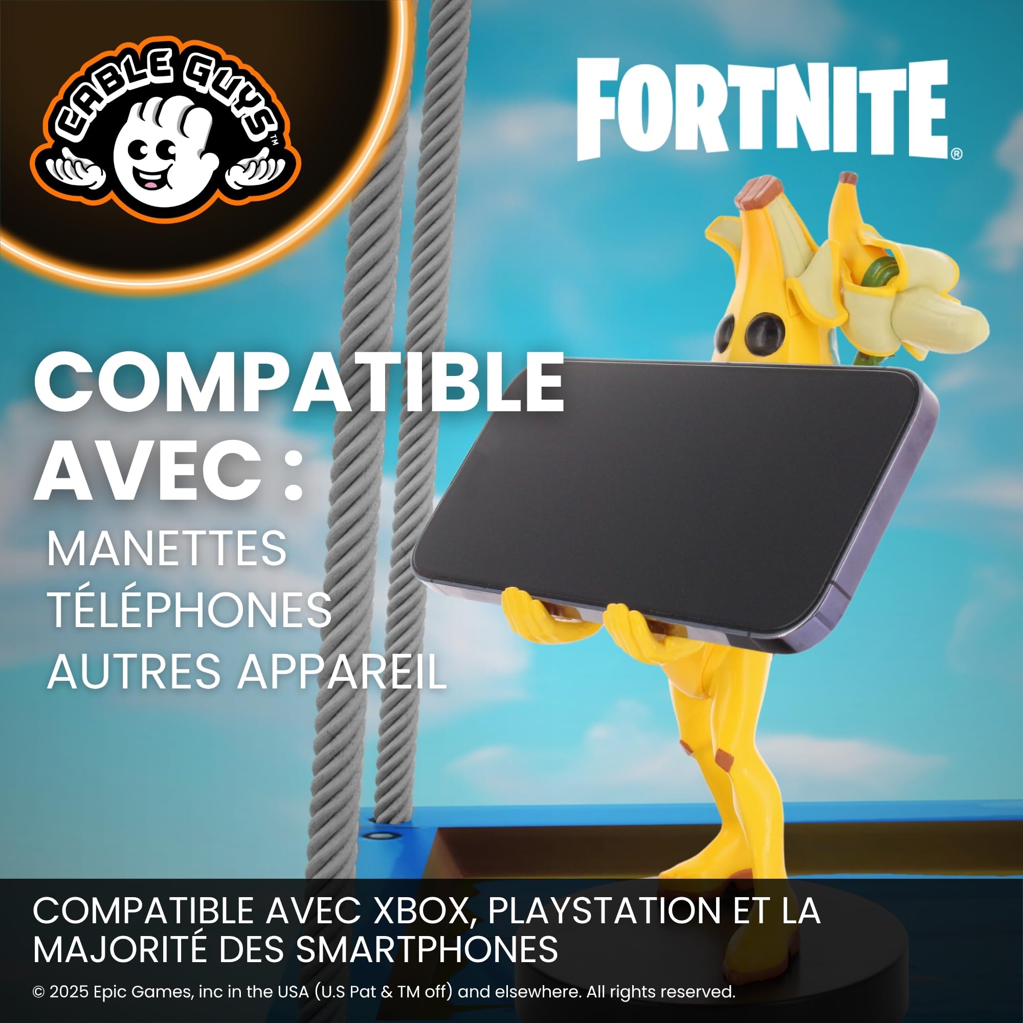 Cableguys Fortnite Peely Support Manette et Porte Telephone - Gaming Accessoire et Figurine pour Bureau et Gamer Setup, Compatible avec Xbox, PlayStation et la Plupart des Manettes