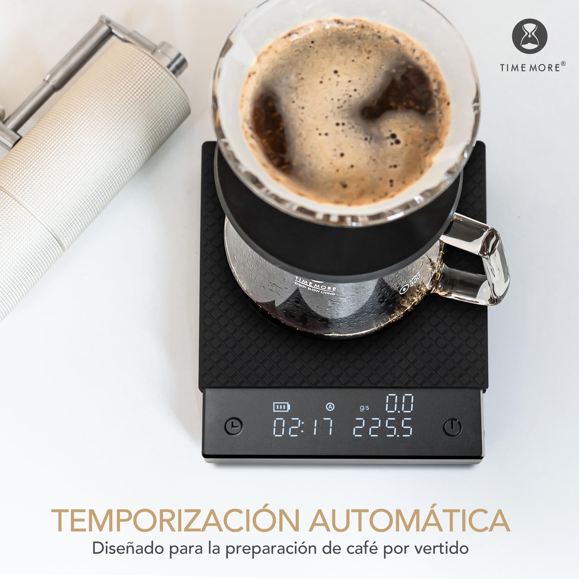 TIMEMORE Digitale Kaffeewaage Black Mirror Basic Pro, Durchflussmessung, Barista-Waage mit Timer, Pour Over Kaffee, Espresso Filterkaffee, 2kg/0.1g, Schwarz