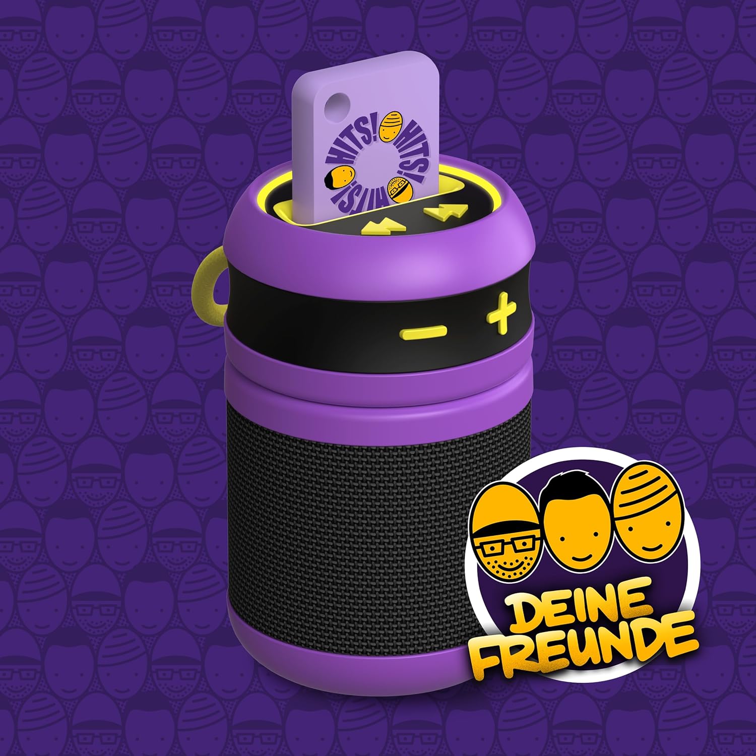 Children's music and radio play player for home and on the go, your friends edition, including tokens "Hits!Hits!Hits!", ready to listen anywhere, easy to use, long battery life