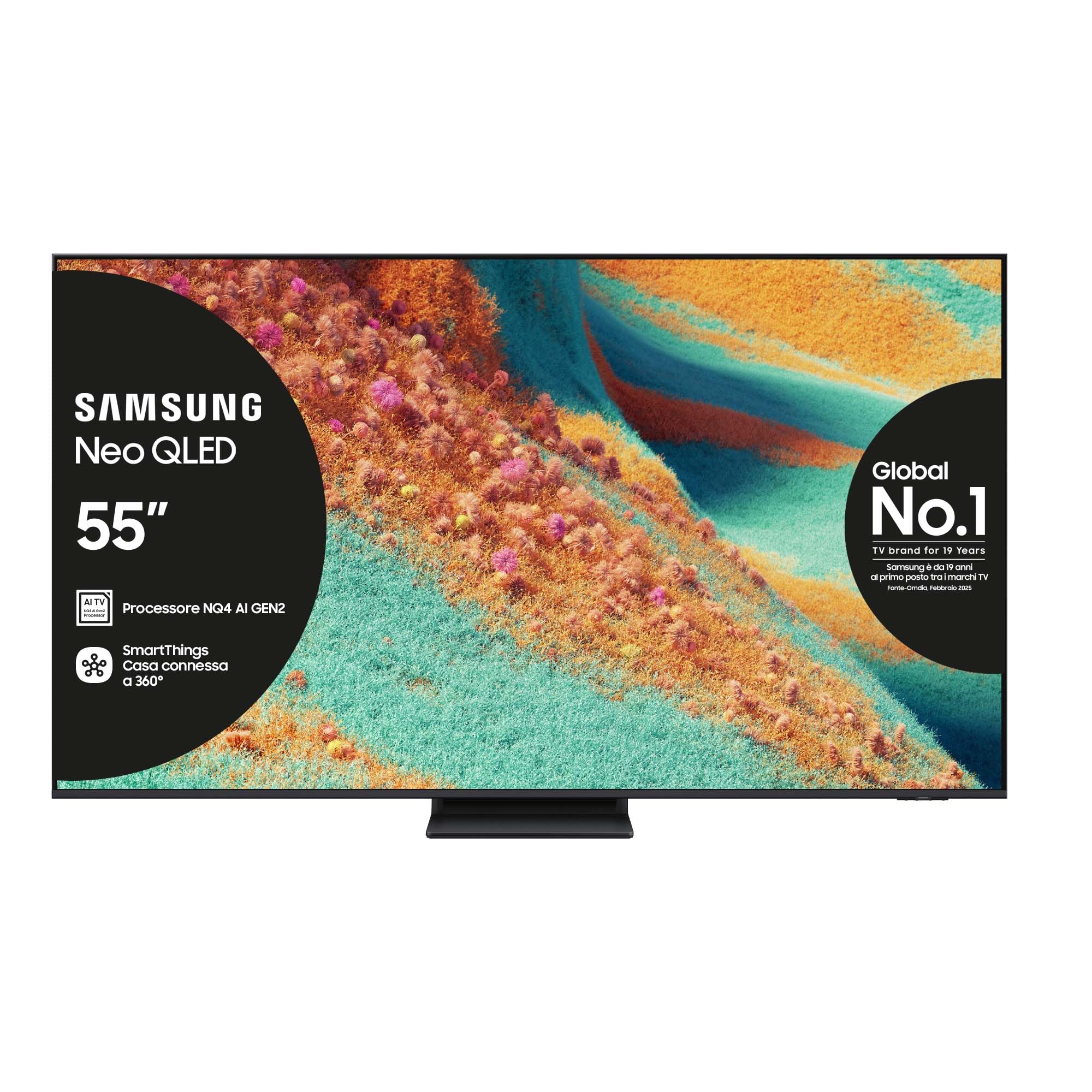 Samsung Neo QLED 4K Vision AI Smart TV 55'' QE55QN85FAUXZT, NQ4 AI Gen2 Processor, 4K AI Upscaling, Dolby Atmos & OTS Lite, Simple Chamfer Design,PACCHETTO INTRATTENIMENTO, 2025