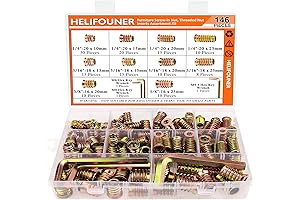 HELI FOUNDER Thread Inserts for Wood, 143 Pcs Wood Inserts, Threaded Inserts Kit