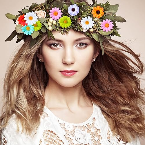 Miniatura 3 de Janinka 200 piezas de mini cabezas de flores de tela, margaritas, flores de seda, cabezas de girasol de imitación para álbumes de recortes, adornos