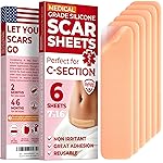 Medical Grade Silicone Scar Sheets - 6pk (7x1.6) - Visible Difference on C-Section Scars - Reusable Silicone Sheets for Scars - Easy to Use C Section Scar Silicone Strips