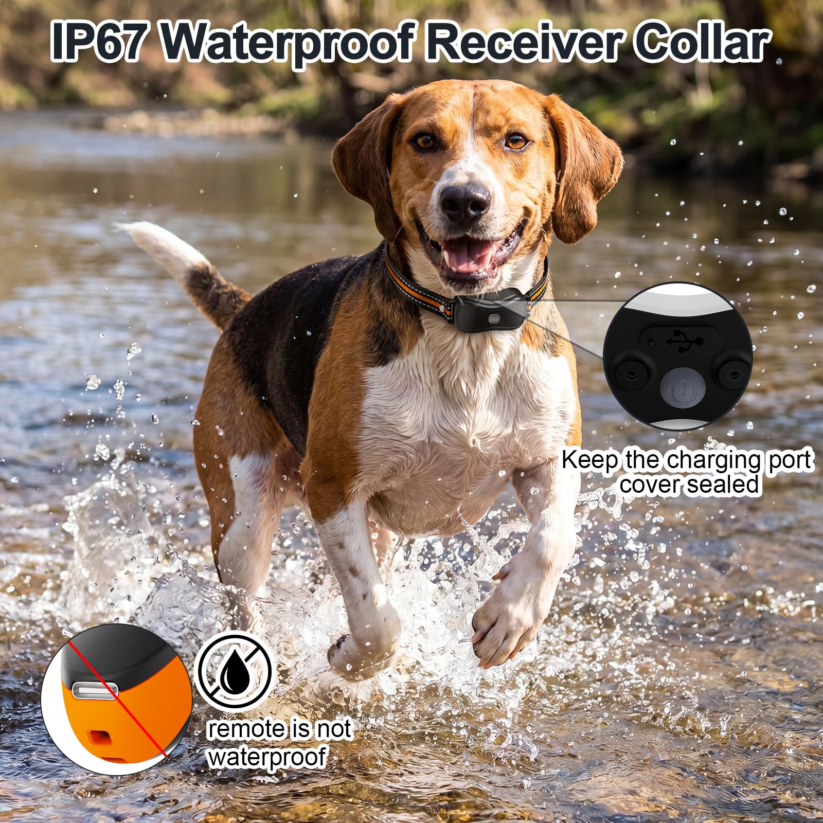 Collier de Dressage pour Chien avec télécommande, IP67 étanche, portée 1000m, Vibrations et Boost (1-16), 8 Sons bip – sans décharge électrique, jusqu'à 67,5 cm de Cou