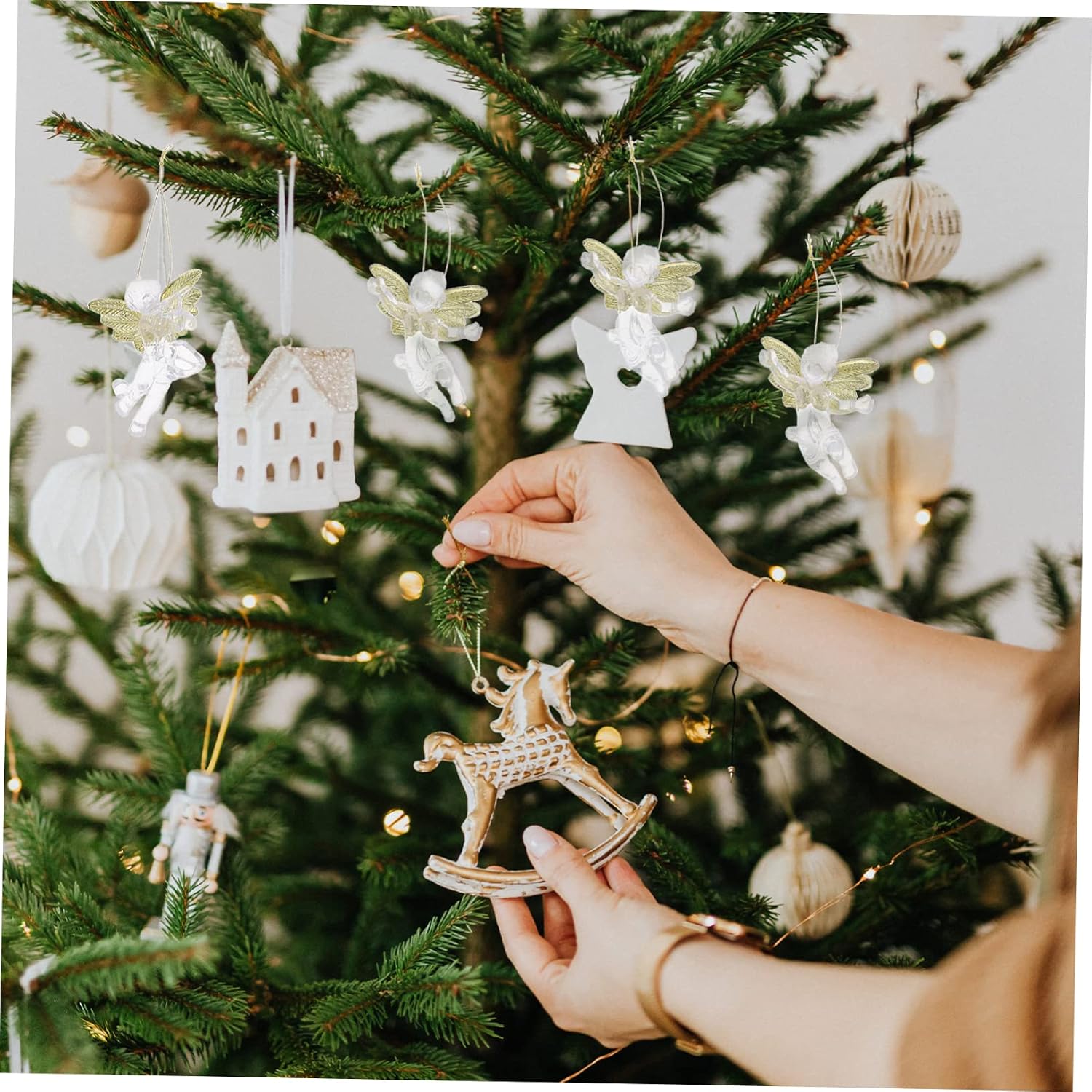 Angel Pendants pcs Tree Pendants Ornament Accessories Plastic The Bell Mini s tress Decoration Accessories Statuette Tree Hanging s Christmas Decorations