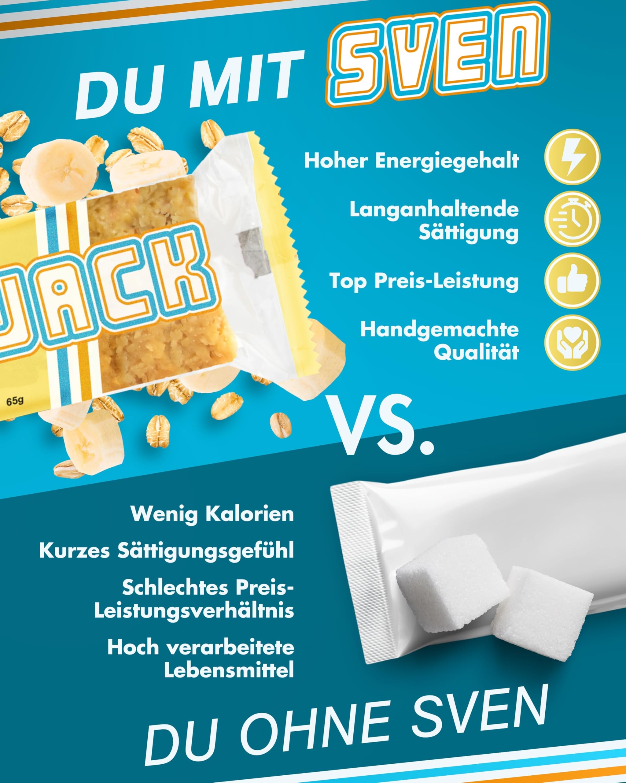 Sven Jack (Energy Cake) Haferriegel Banane 20x 65g I Original Haferflocken Energieriegel I Veganer & Laktosefreier Haferriegel I Langkettige Kohlenhydrate & wenig Zucker I Müsliriegel