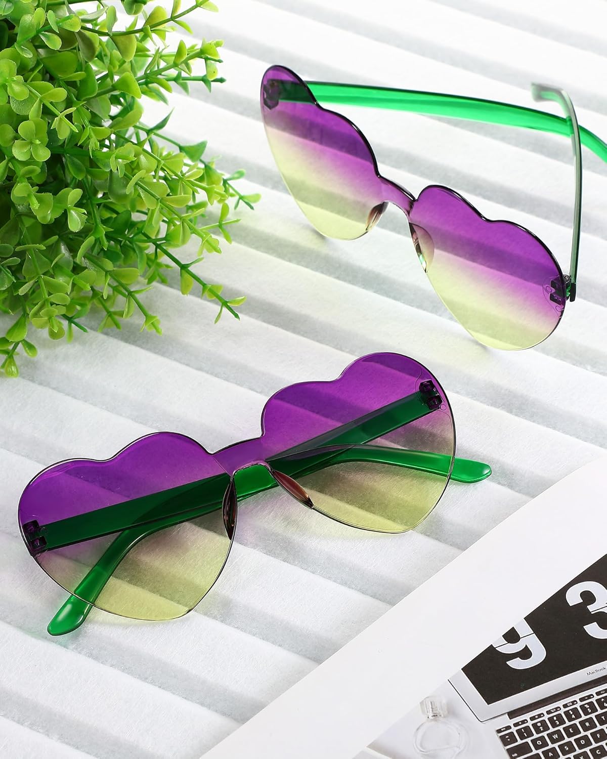 Sherr 48 Pairs Rimless Sunglasses Neon Party Supplies Colorful Glasses Plastic Sunglasses for Women Men Adults Party Favor