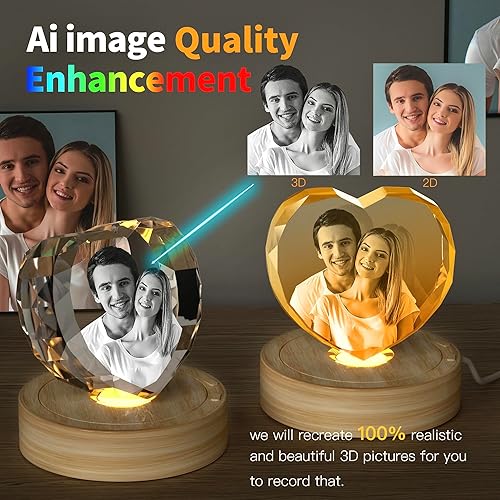 Miniatura 6 de Foto de cristal 3D, regalo personalizado para mujeres, esposa, ella, él, novia, madre, padre, novio, imagen de cristal 3D grabada en vidrio,