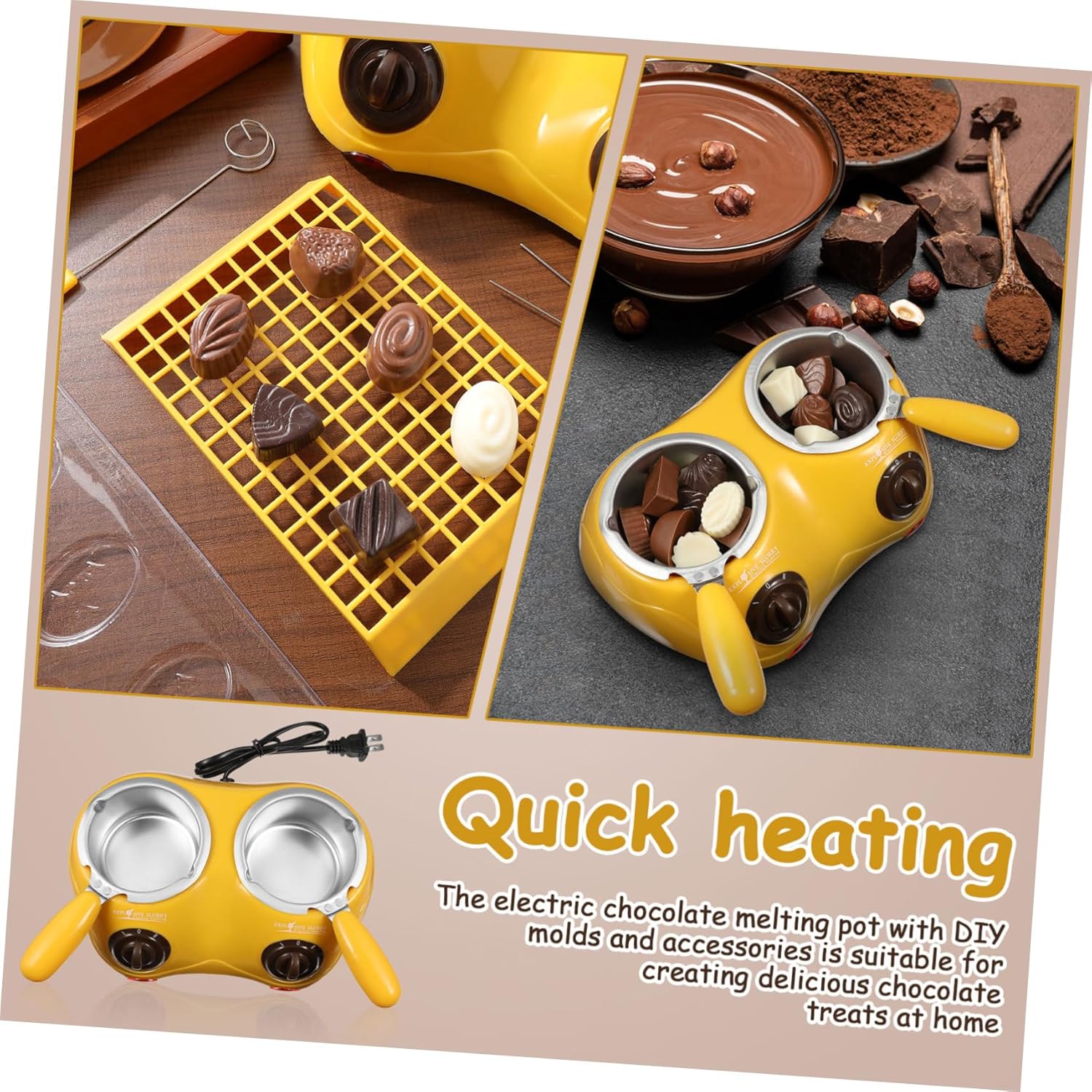 110v Fountain Melting Pot Electric Double Boiler for Melting Chocolate Molds Accessories Included Safe Easy to