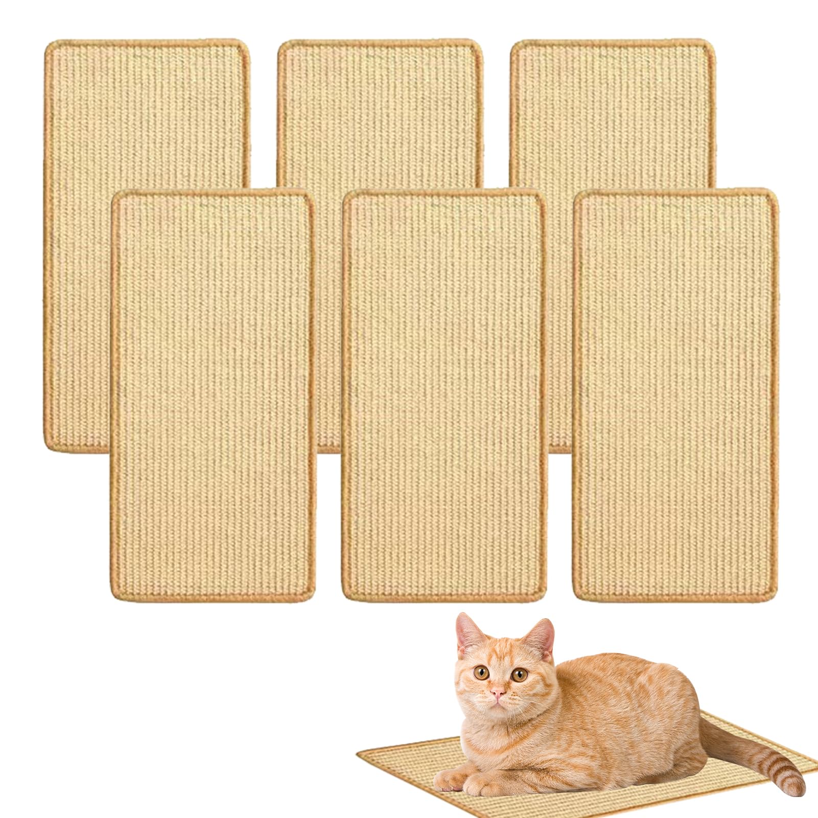 6 tappetini tiragraffi in sisal per gatti, con nastro adesivo, per proteggere pareti, divani, tappeti, finestre, posatoi (40 x 20 cm)
