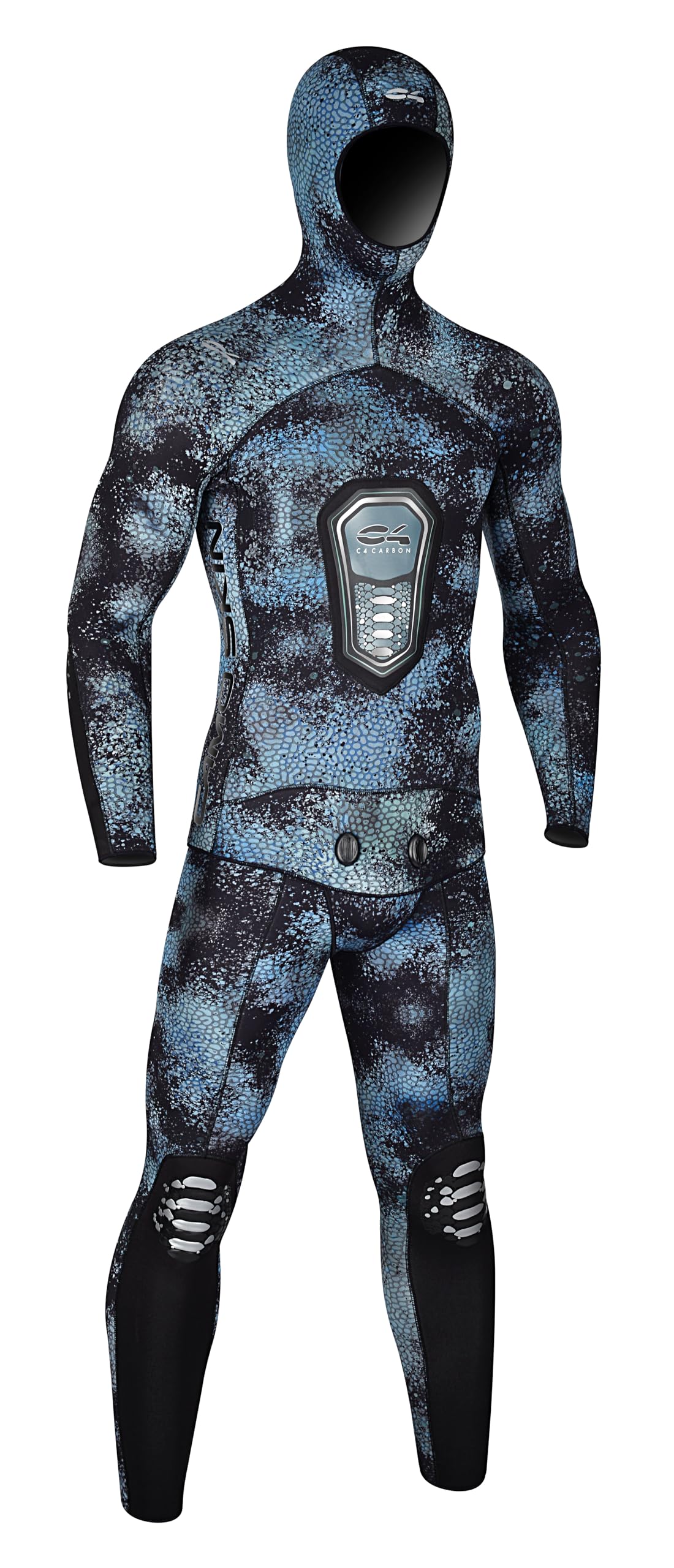 C4 Combinaison Camo Skin Ocean - Combinaison de plongée deux pièces pour pêche sous-marine - Néoprène certifié sans phtalates ni latex - Veste et pantalon vendus séparément