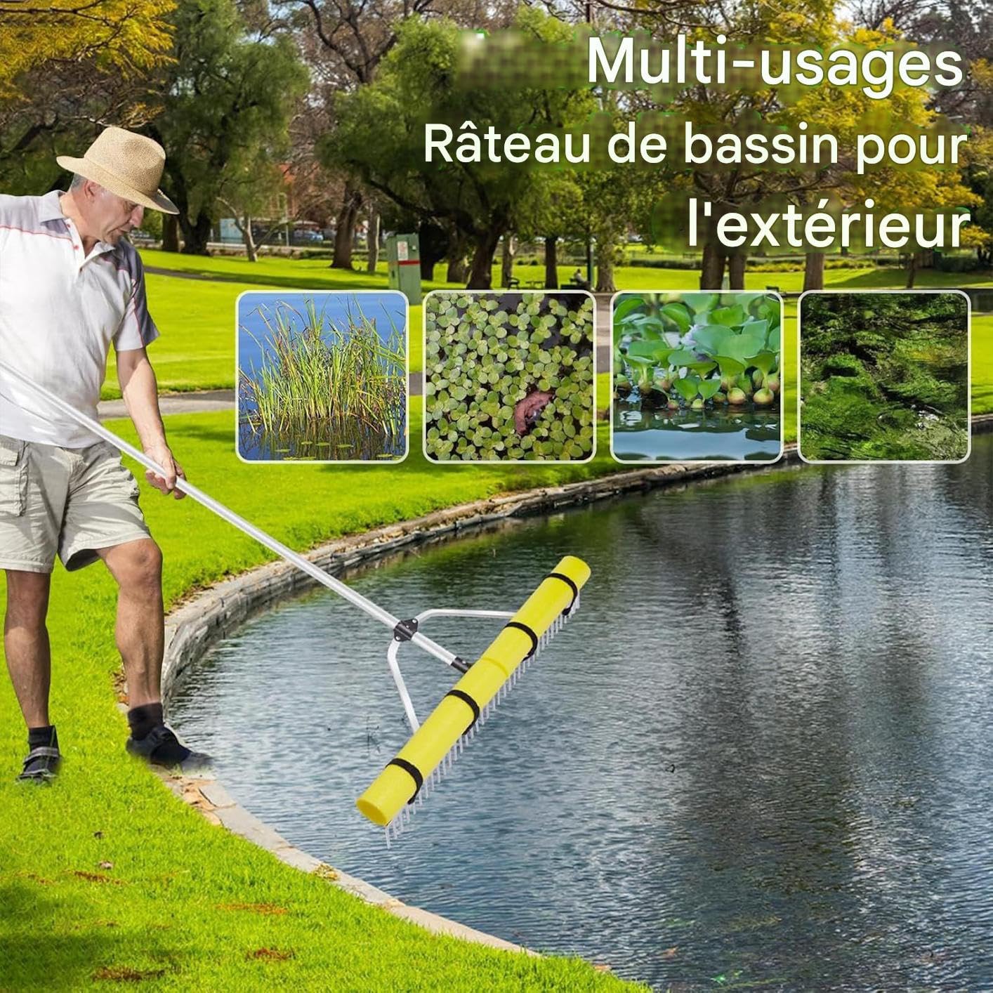 Rastrillo de Laguna Rastrillo Para Maleza De Lagos | Herramienta Flotante Para Eliminar Algas En Estanques Y Jardines