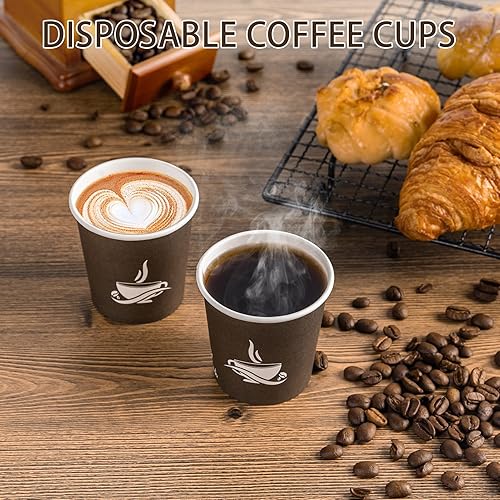 Miniatura 4 de LITOPAK Paquete de 500 vasos de papel de 4 onzas, tazas de café caliente desechables marrones para fiestas, picnic, viajes y eventos