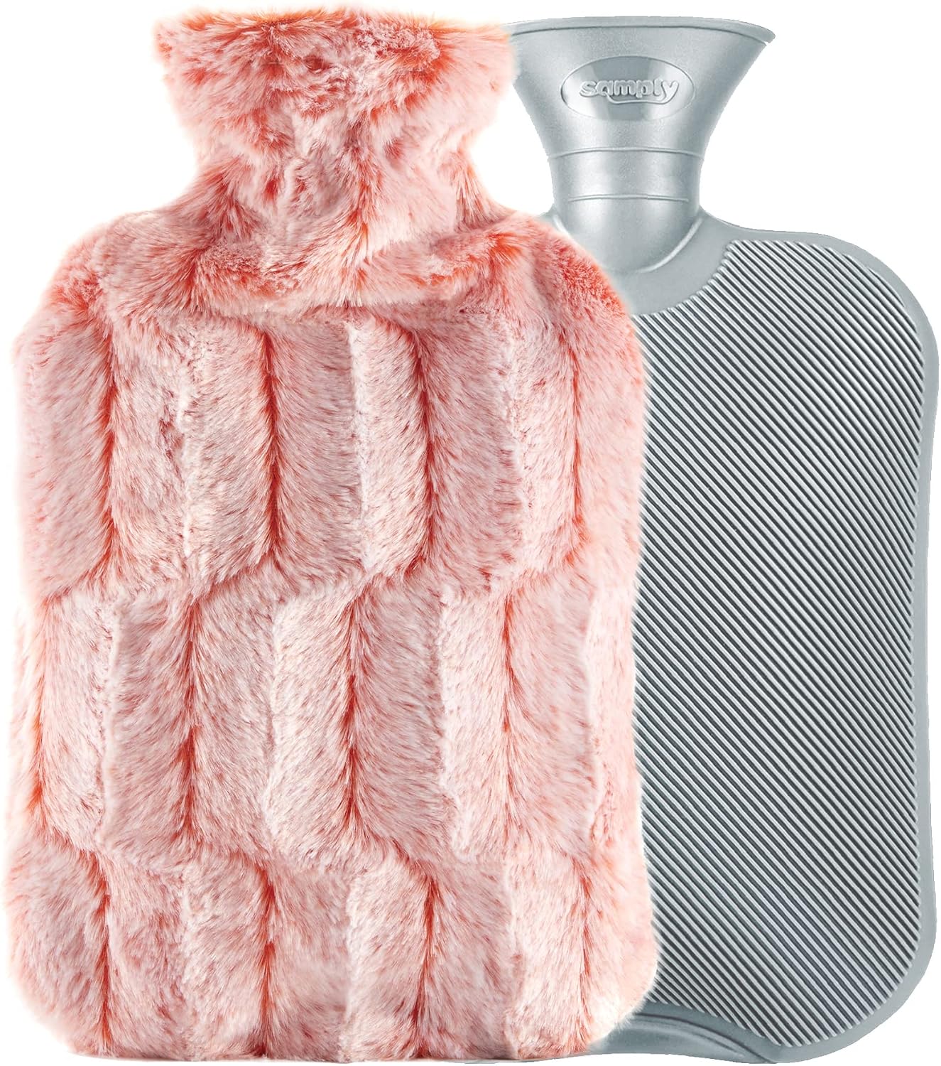 samply Hot Water Bottle with Luxury Cosy Faux Fur Cover, 2L Hot Water Bag for Hand Feet Warmer Neck and Shoulder Pain Relief,Pink - Image 4