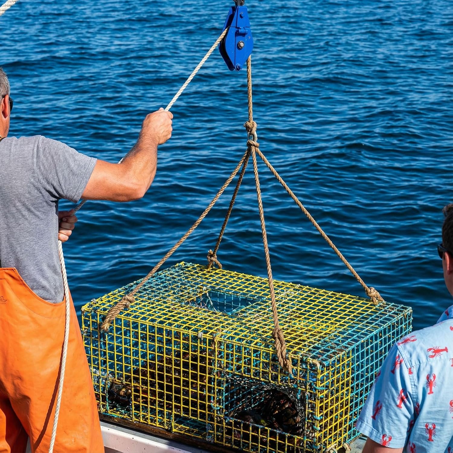 Crab Pot Pulley Block 1100LB/0.5 Ton Heavy Duty Side Opening Crab Trap Pulley for Lobster Trap, Fishing Boat Hauling Gear