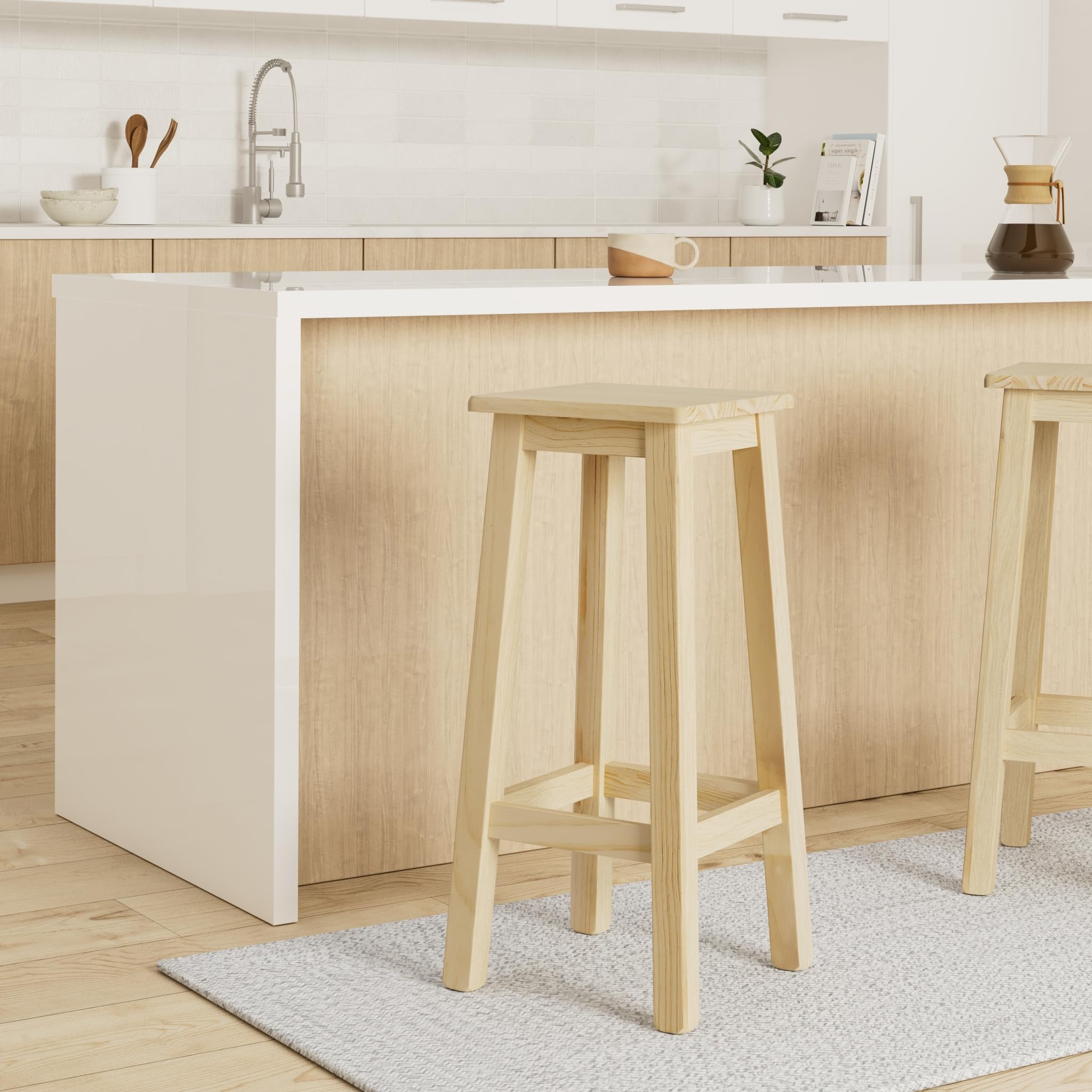 Taburete Alto Barra Bar y Cocina de Madera