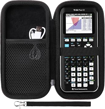Case for Texas Instruments TI-84 Plus CE/TI-84 Evo/TI 84 Plus/TI-Nspire CX II CAS/TI-Nspire CX II Graphing Calculator, Mesh Pocket for Charging Cables, Pens and RuleBlack