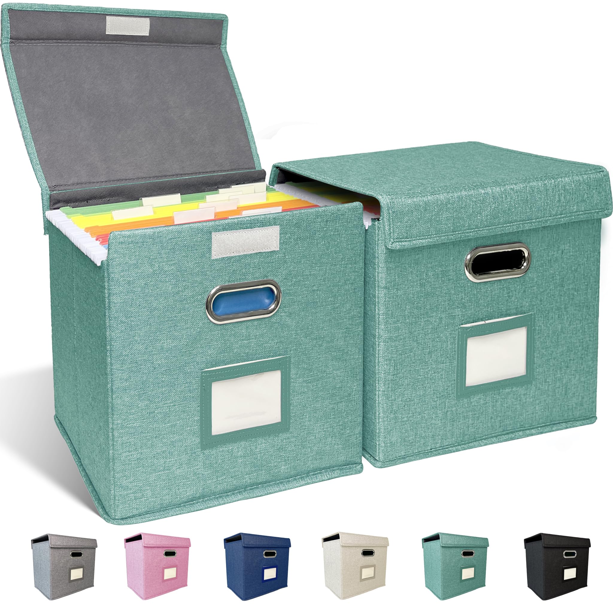 Photo 1 of ComfortKeeper Hanging File Folder Box with Lid - Green (2 Pack)