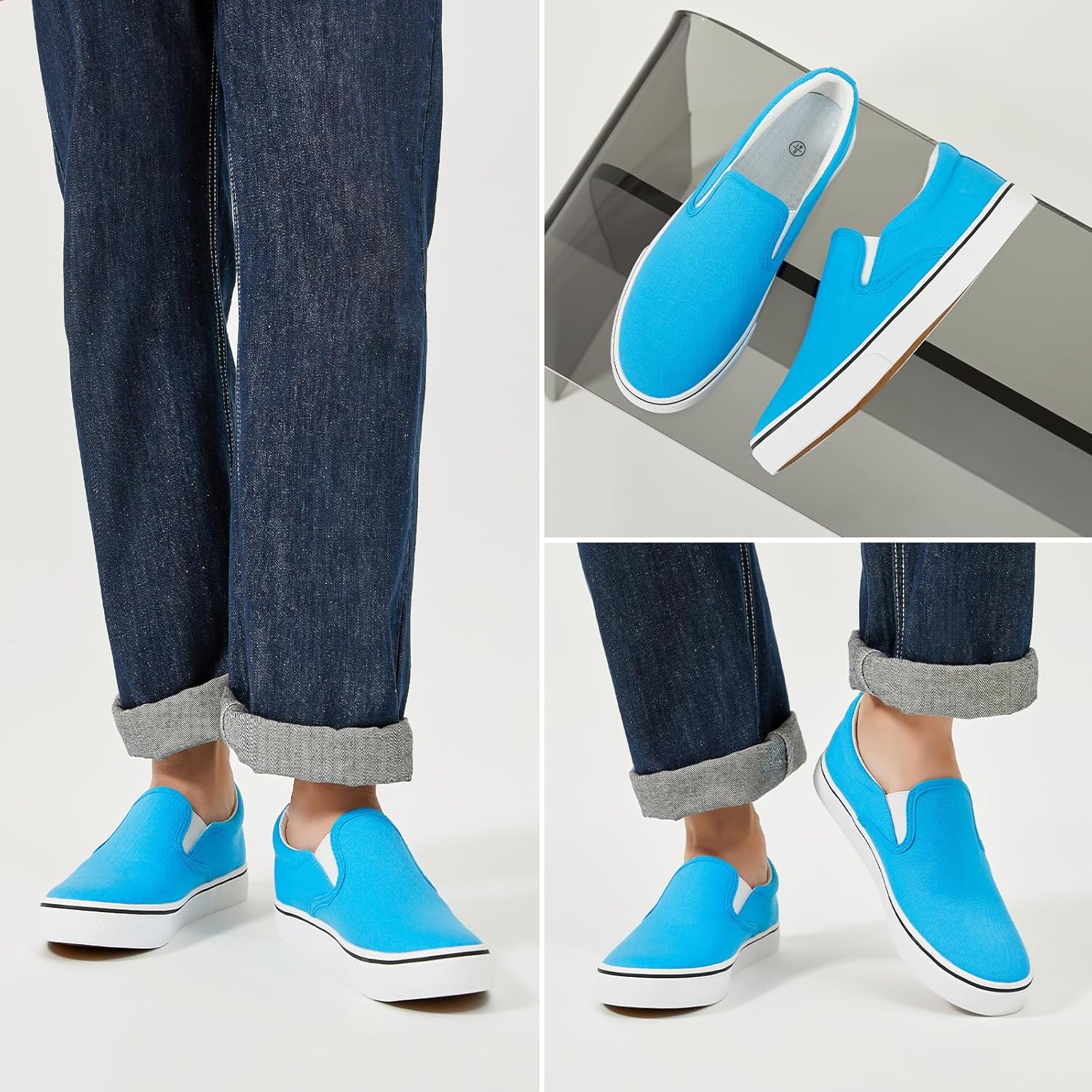 yageyan Mens Slip on Sneakers Loafers Shoes Canvas Black Shoes Canvas Blue Casual Fashion Shoes - Image 6