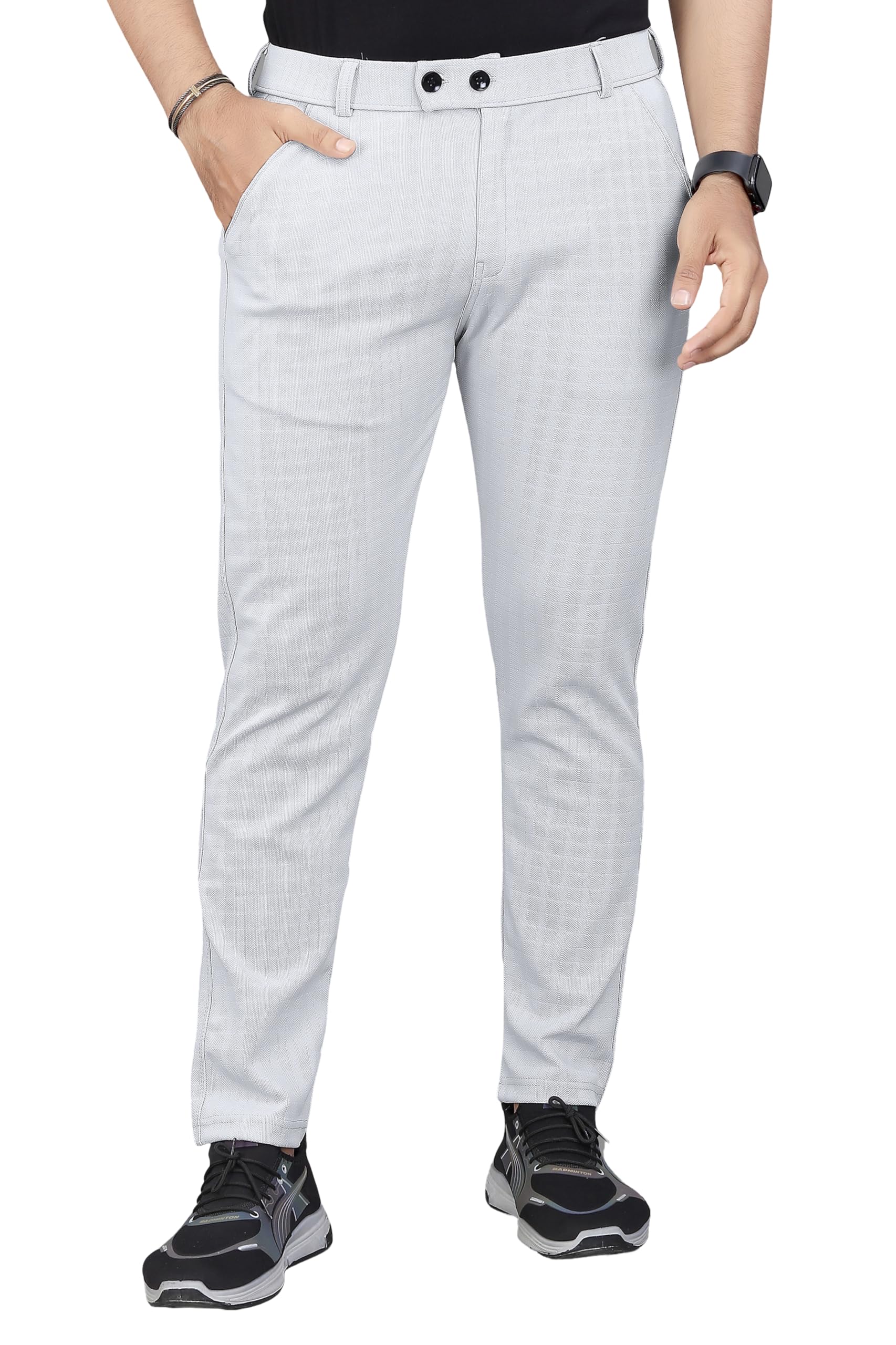 gibbonte Regular Fit Trousers for Men | Cotton Blend Fabric | Self-Design Mid-Rise Bottoms | Formal & Everyday Wear Pants (Pack of 1)-picture-12