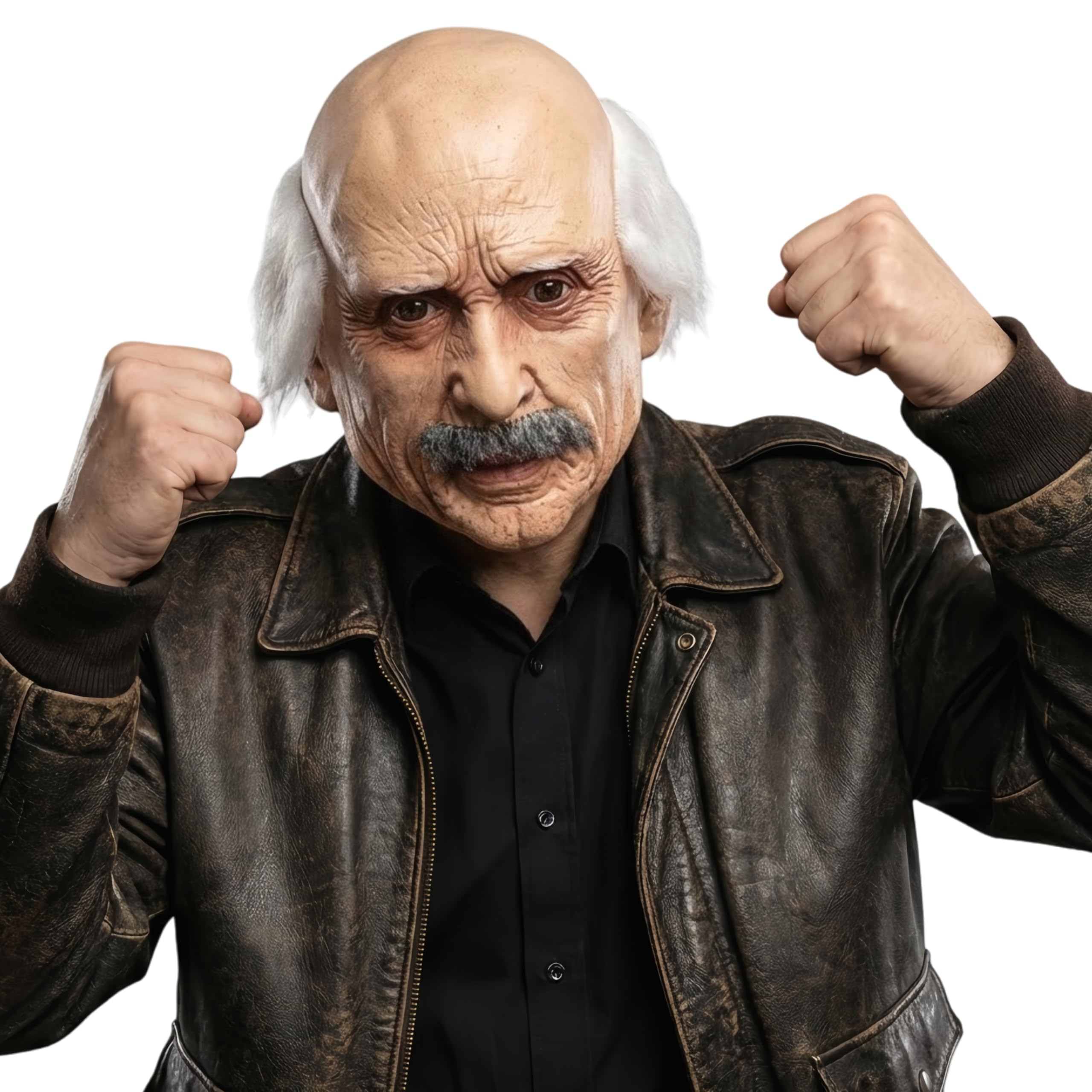 Old Man Mask Scary Realistic Latex Full Head Masks for Adults for Halloween, Carnival & Horror Cosplay Party Costume Helmet Props (White bald old man mask)
