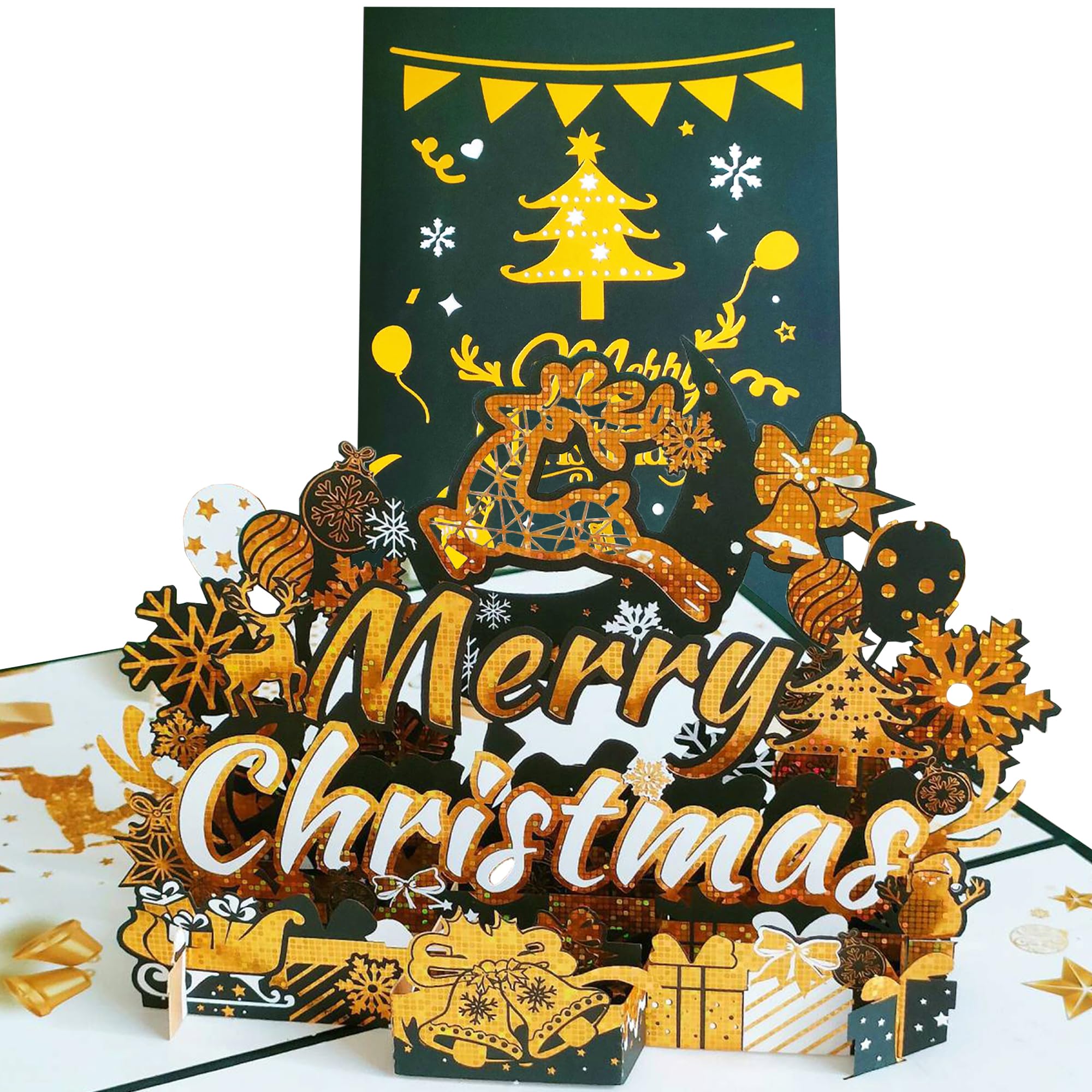 MZSX Weihnachten 3D-Grußkarten, Weihnachten Geschenke Karten für Freunde, Familie Weihnachten Party Geschenk Karten Dekorationen, für Winter-Weihnachtszeit, Urlaub Karten, Geschenke Karten, Erwachsene