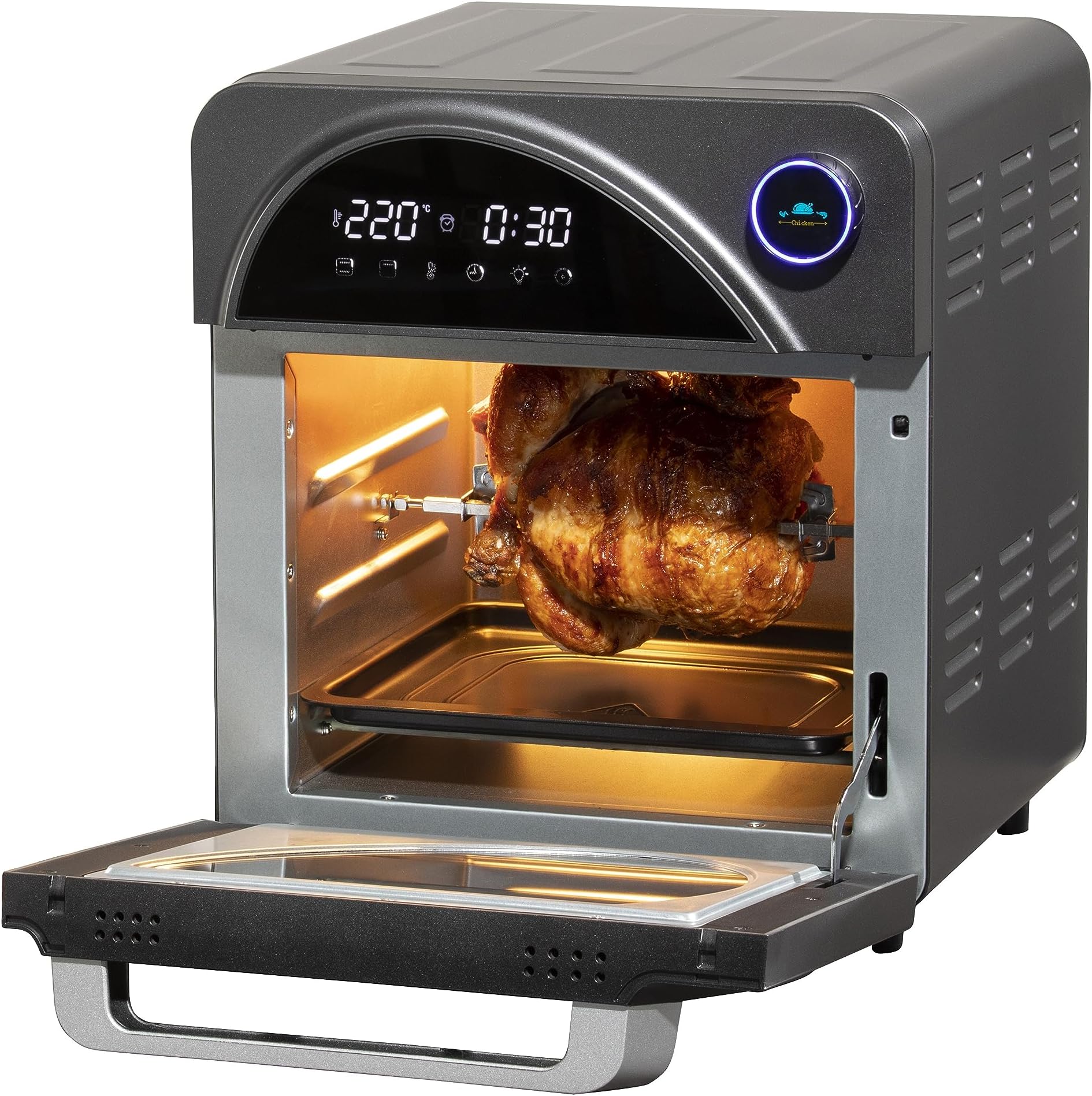 Daewoo Digital Air Fryer, Bake, Roast, Rotisserie, Dehydrate, Air Fry And Grill With Air Fryer Over With Included Accessories, 12 Pre-Set Functions, Adjustable Thermostat, 2 Hour Timer, 14.5 Litres