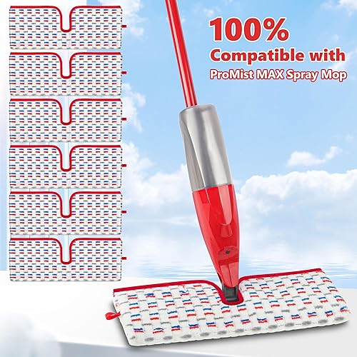 Miniatura 2 de Paquete de 6 almohadillas de microfibra compatibles con la mopa O-Cedar Promist MAX, almohadillas de repuesto reutilizables para trapeador,