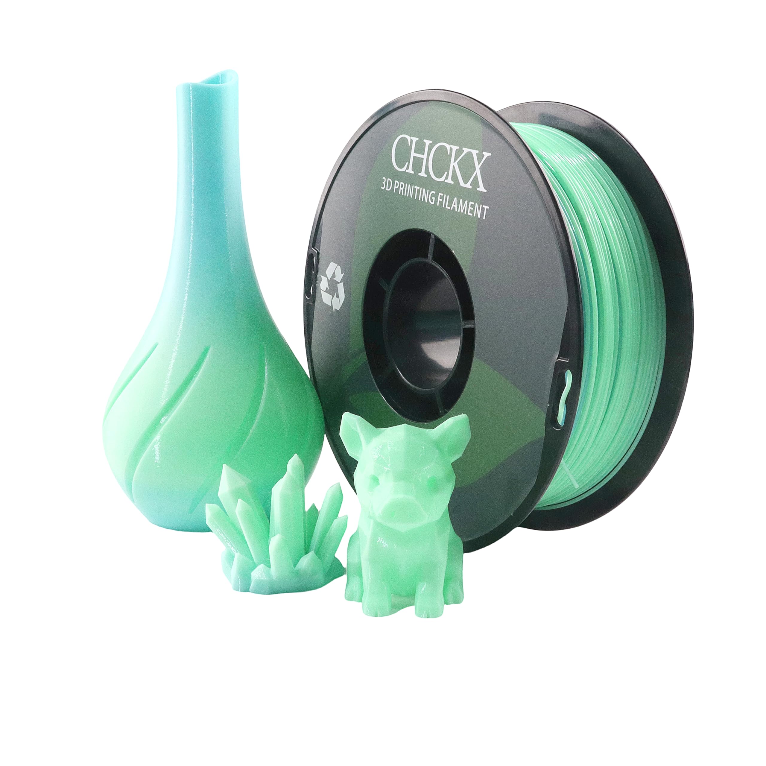 PETG Filament pour imprimante 3D arc-en-ciel, précision dimensionnelle +/- 0,03 mm, bobine de 1 kg, 1,75 mm, convient pour la plupart des imprimantes 3D, vert et bleu