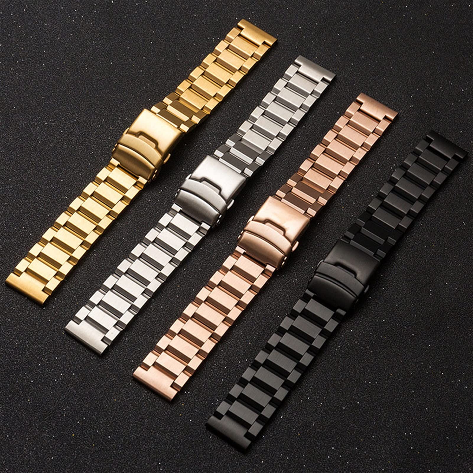 Uhrenarmband aus Edelstahl, 18 mm, 20 mm, 22 mm, 24 mm, massives Metall, Herren-Doppelfaltschließe, Zubehör