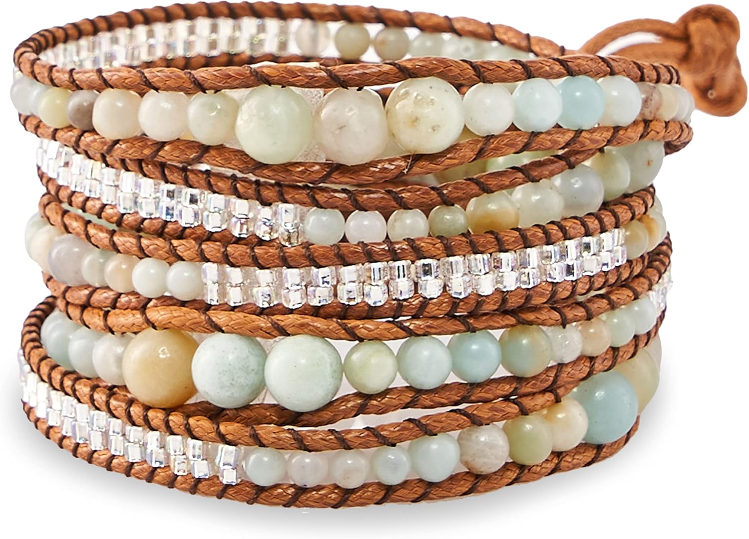 Bracelet for Women – Handmade Vegan Boho Natural Stone Layered Bracelet, Thailand Bohemian Stackable Beaded Wrap Bracelets, Summer Hippie Bracelet Stack, Fashion Jewelry Gifts