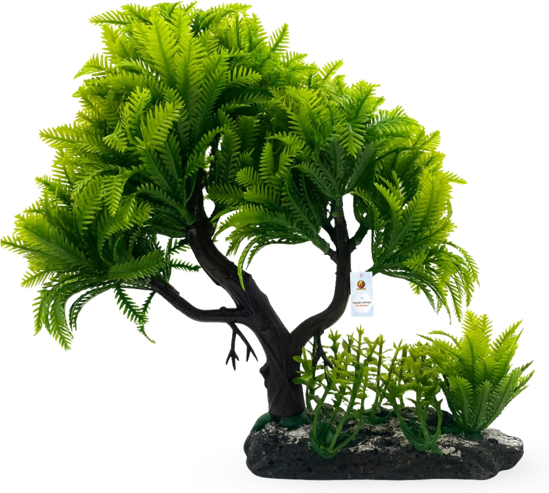 Foodie Puppies 7inch Aquarium Plastic Plants for Fish Tank Ornaments Freshwater & Saltwater Ornament Decorative Resin Base Artificial Plastic Plants (Pine Coconut Tree)