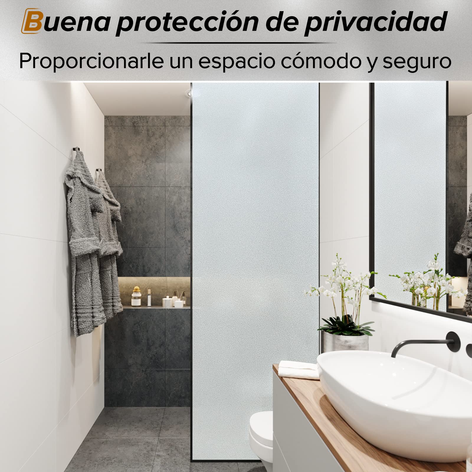 rabbitgoo Vinilos para Ventanas Privacidad, Vinilos para Cristales Opaco, 44.5x200cm, Lamina Vinilo Ventana Estático Anti UV, Vinilo Autoadhesivo Decorativo para Puertas Cristal Bano Cocina, Mate
