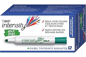 BIC Intensity Bold Dry Erase Markers, Chisel Tip, Green, 12-Pack