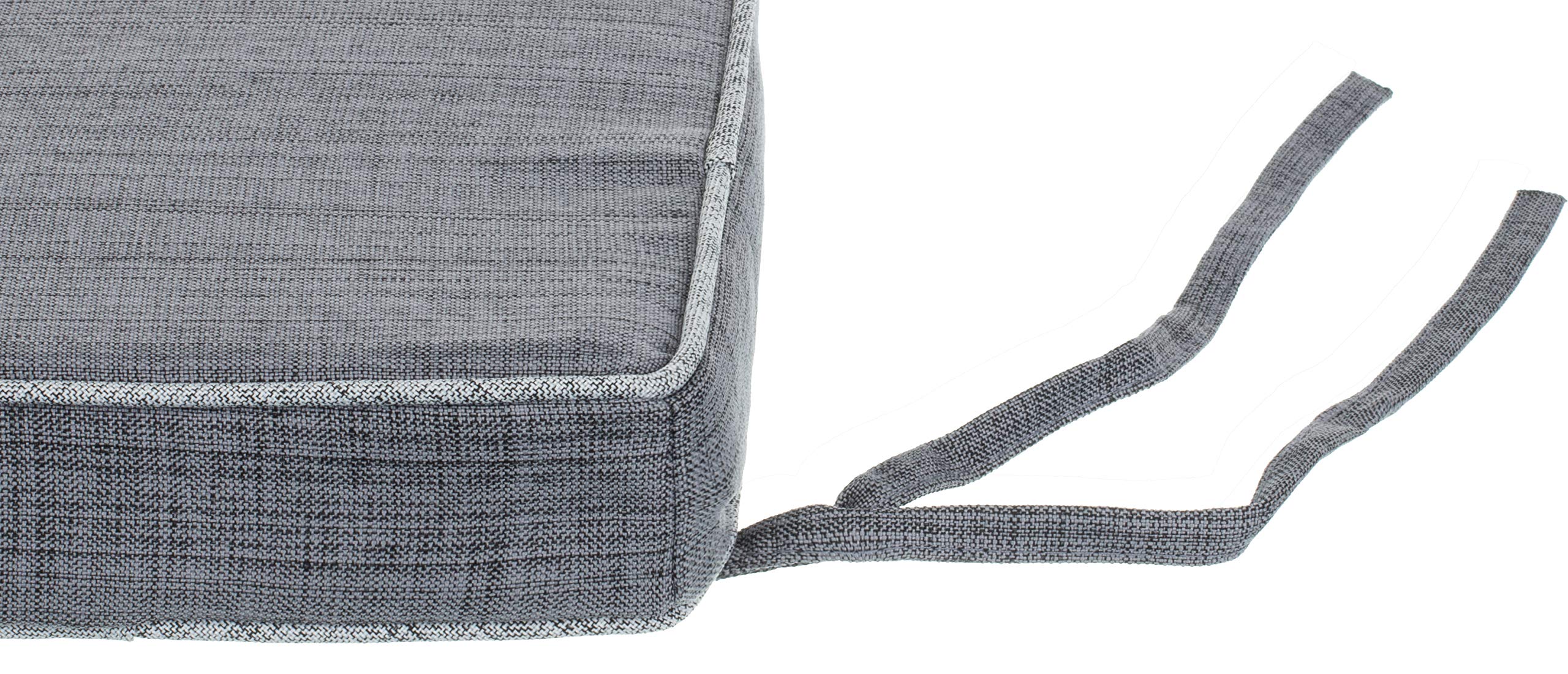 Brandsseller Lot de 4 Coussins de Chaise 40x40x4 cm - Galette de Chaise hydrofuge et anti-salissure avec Liens en aspect Lin – pour l’intérieur et l’extérieur – Cuisine, Terrasse, Jardin – Gris