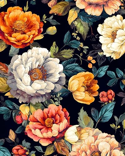 Miniatura 19 de Papel tapiz azul, naranja y verde, hojas bohemias, papel de contacto floral, extraíble, impermeable, para pegar en paredes, encimera, gabinete, apto