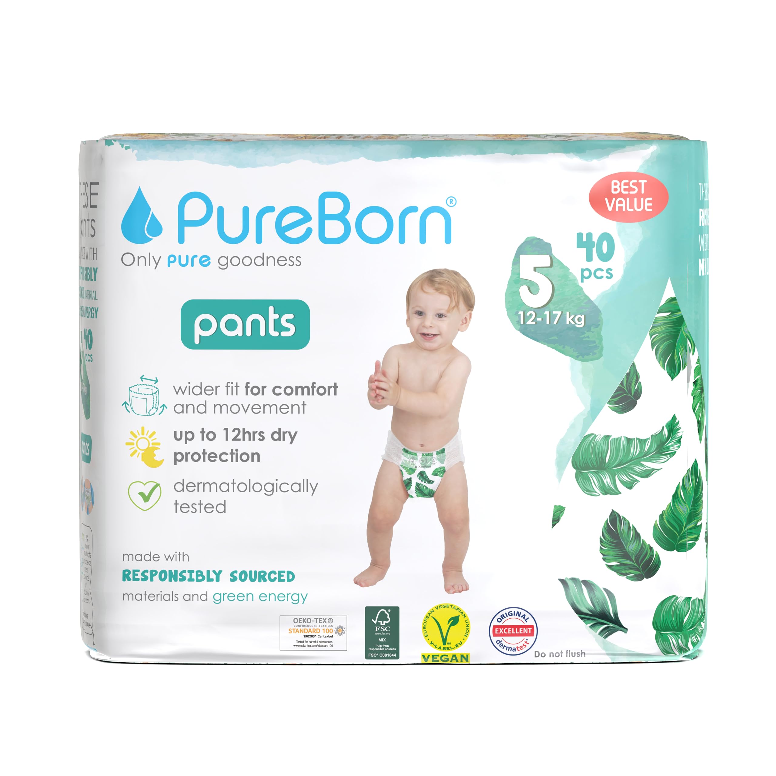 Baby Dry Pull Up Diapers/Nappy Pants Suitable for Babies |Size -5 |Double Pack|40 Pieces|Superior Upto 12 Hours Day & Night Protection|Dermatologically tested|Super Soft|Skin Friendly