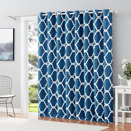 Melodieux - Cortina opaca con aislamiento térmico y ojales, de estilo marroquí, ventana extra ancha, divisor de habitación, para puerta corrediza,