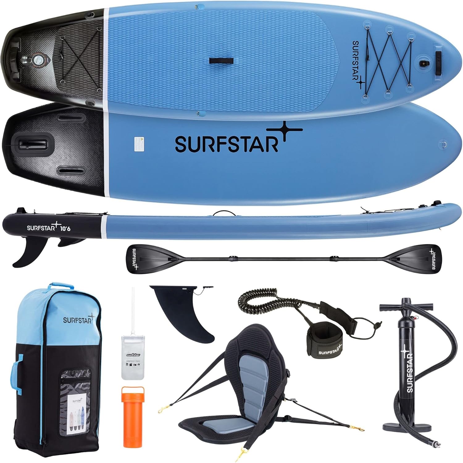 surfstar Inflatable Paddle Board with Kayak Seat, 10'6"x33"x6" Stand Up Paddleboard for Adults, Paddle Boards Standing Boat with Camera Mount Sup Accessories and Travel Backpack for Beginners