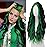 Green Wig - Black and Green Wigs for Women Long Natural Wavy Synthetic Wig Heat Resistant Fiber Wigs for Daily Party Halloween Cosplay