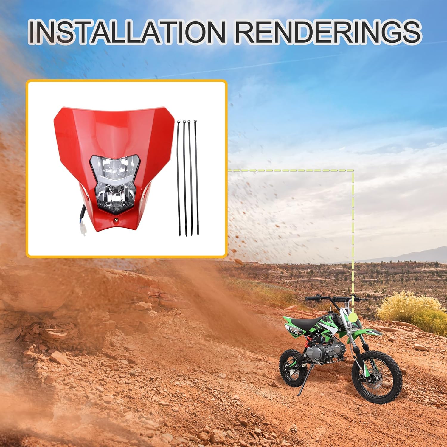 GOOFIT Dirt Bike H7 12V 35W Light Headlight Fairing Replacement for CRF450XR CRF450L CRF450X CRF450 2019-2020 Motorcycles Dirt Bike Pit Bike Red