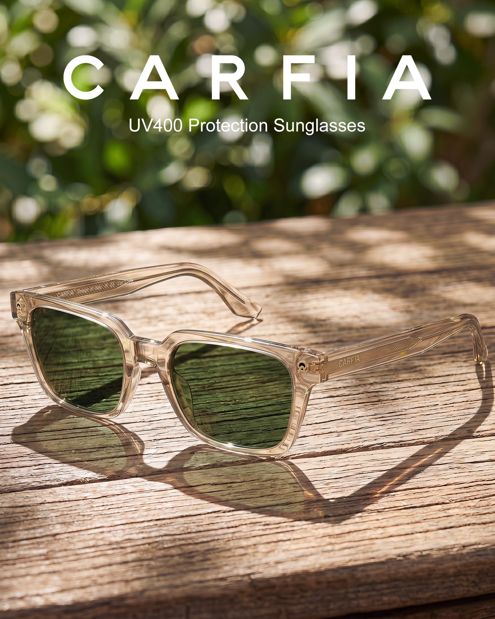 CARFIA Retro Herren Sonnenbrille Rechteckig Polarisiert UV-Schutz Acetat CA6232