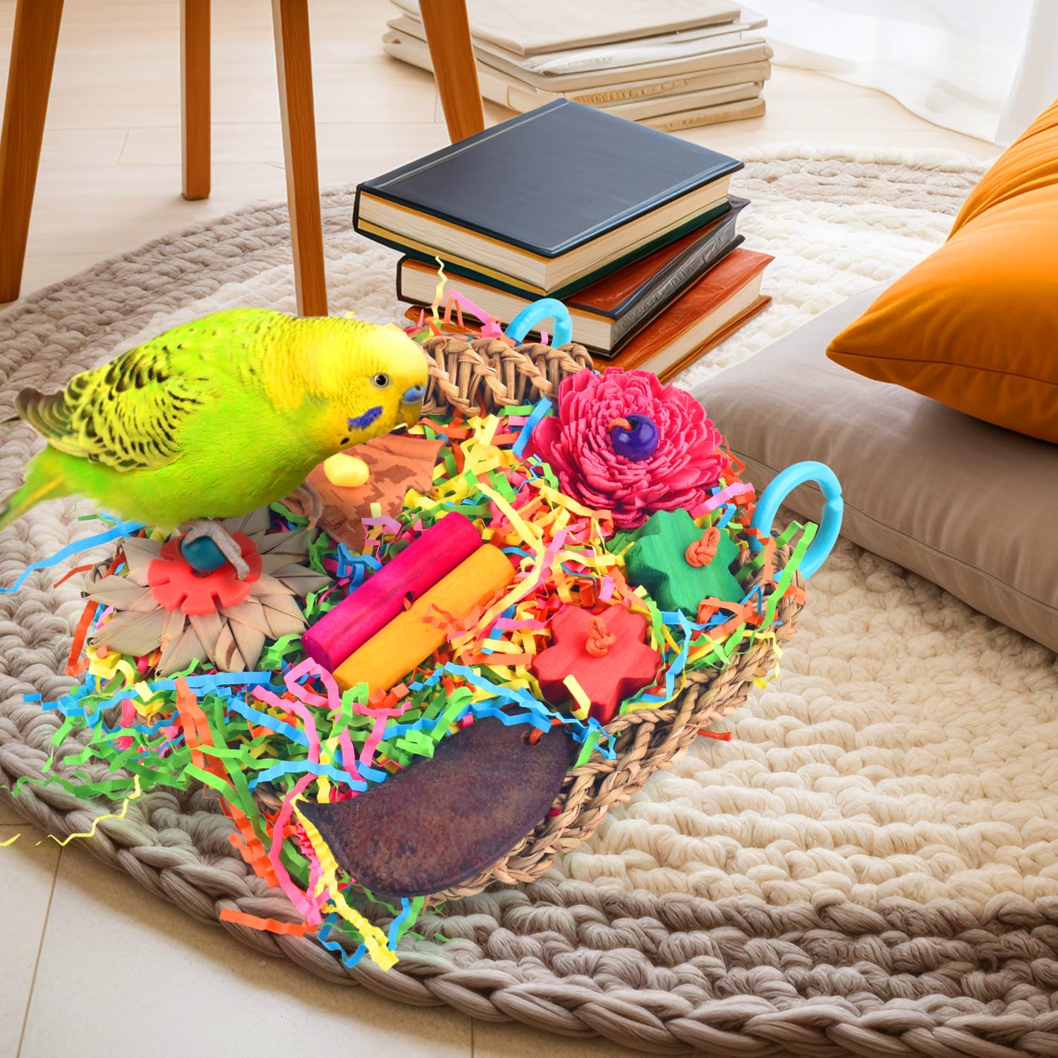 KATUMO Bird Toys, Parakeet Toys Bird Grass Mat Parrot Shredder Toys Lovebird Forage Toys for Cockatiel Conure Lovebird Parakeet Small-Medium Birds - image 6