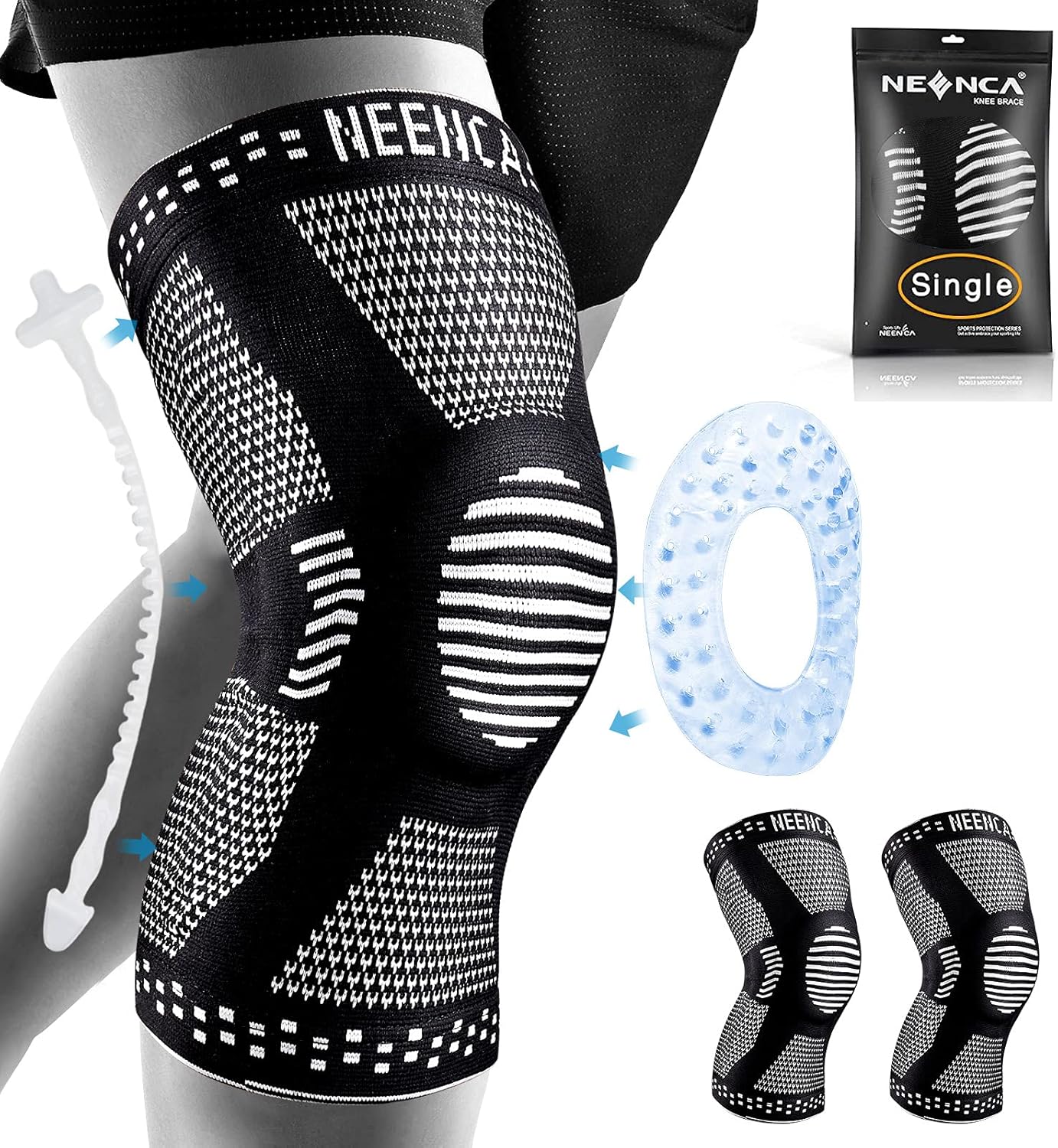 NEENCA [2 Pack] Knee Brace, Knee Compression Sleeve Support with Patella Gel Pad & Side Spring Stabilizers, Medical Grade Knee Protector for Running, Meniscus Tear, Arthritis, Joint Pain Relief, Sport : Everything Else