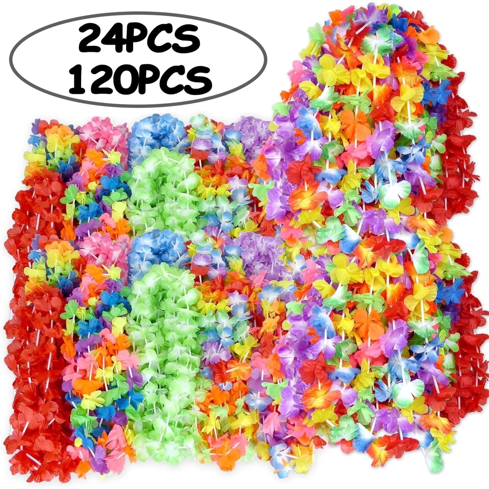 Hawajskie lei, Hawajski sztuczny wieniec kwiatowy naszyjnik wianek Party Decor 24-120 szt(120PCS)
