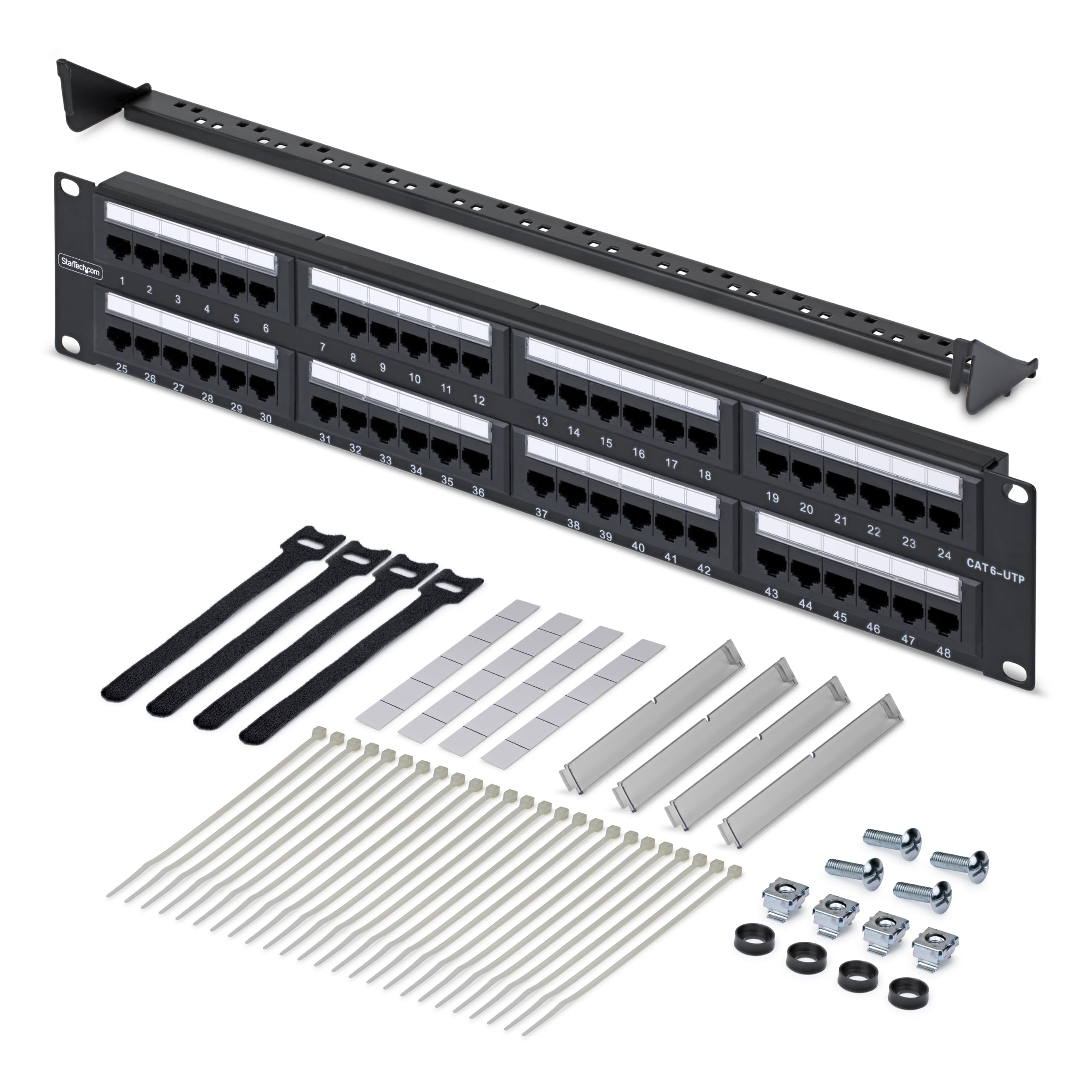 StarTech Pannello Patch Cat6 48 Porte 2U, UTP, 110 Punch-Down (CPANEL48) | Montabile su Rack, Connettori RJ45