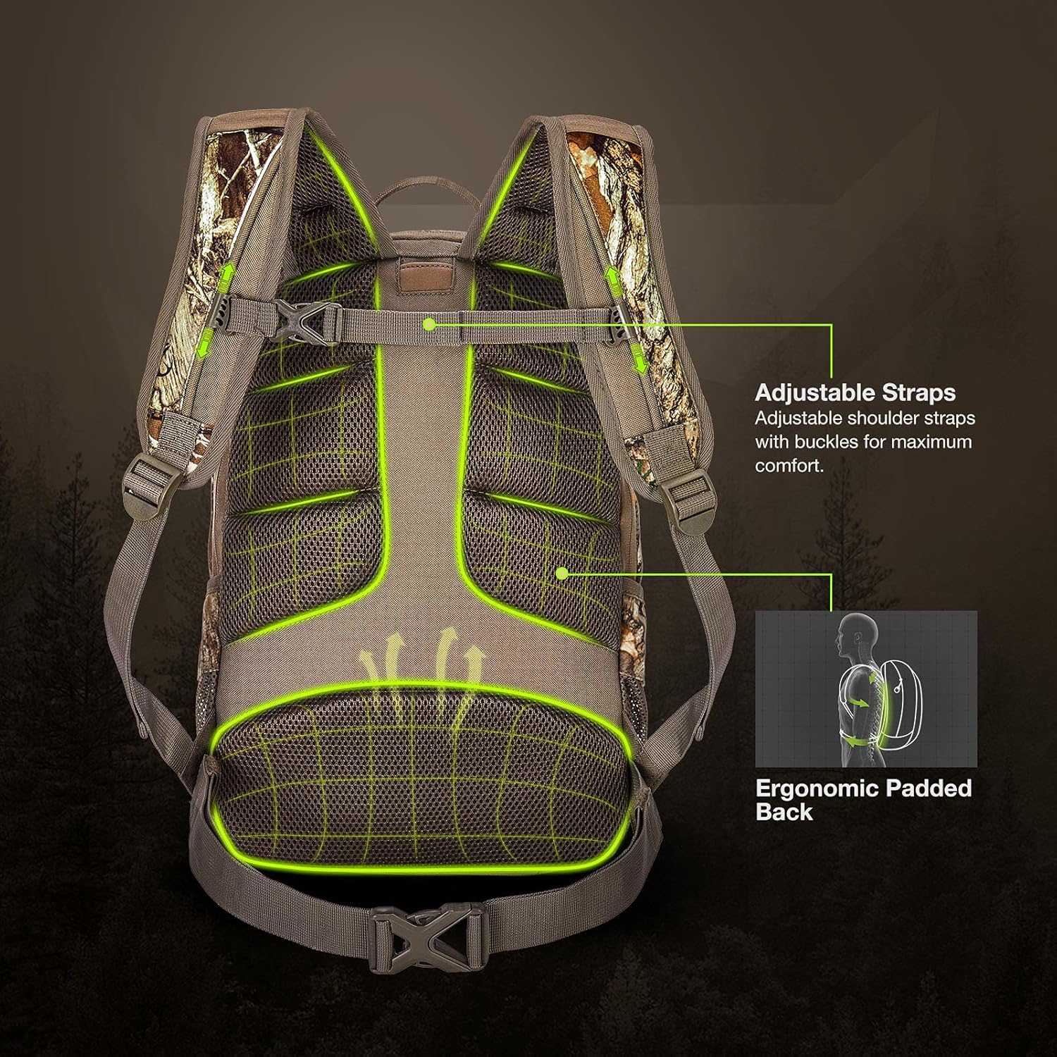 TIDEWE Hunting Backpack with Waterproof Rain Cover, 25L Realtree Edge Camo Hunting Pack, Durable Hunting Day Pack for Bow Rifle Gun : Sports & Outdoors